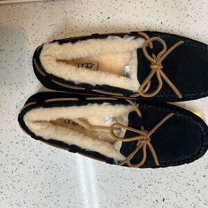 UGG Black Suede Moccasin Slippers